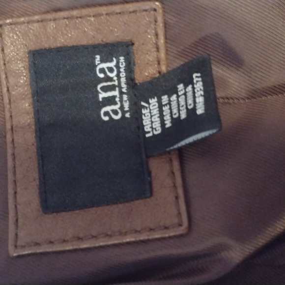 a.n.a. Brown Leather Jacket Size L - Picture 3 of 8